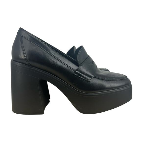 Free People Zoe Platform Loafers Size 41 US 11 Black Chinky Y2K Leather - Picture 3 of 12